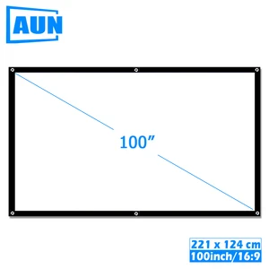 Портативный проектор AUN, 100 дюймов, 16:9, экран белого цвета, ткань, уличный тип, поддержка C80 F30 M18, светодиодный проектор для домашнего кинотеатра, P