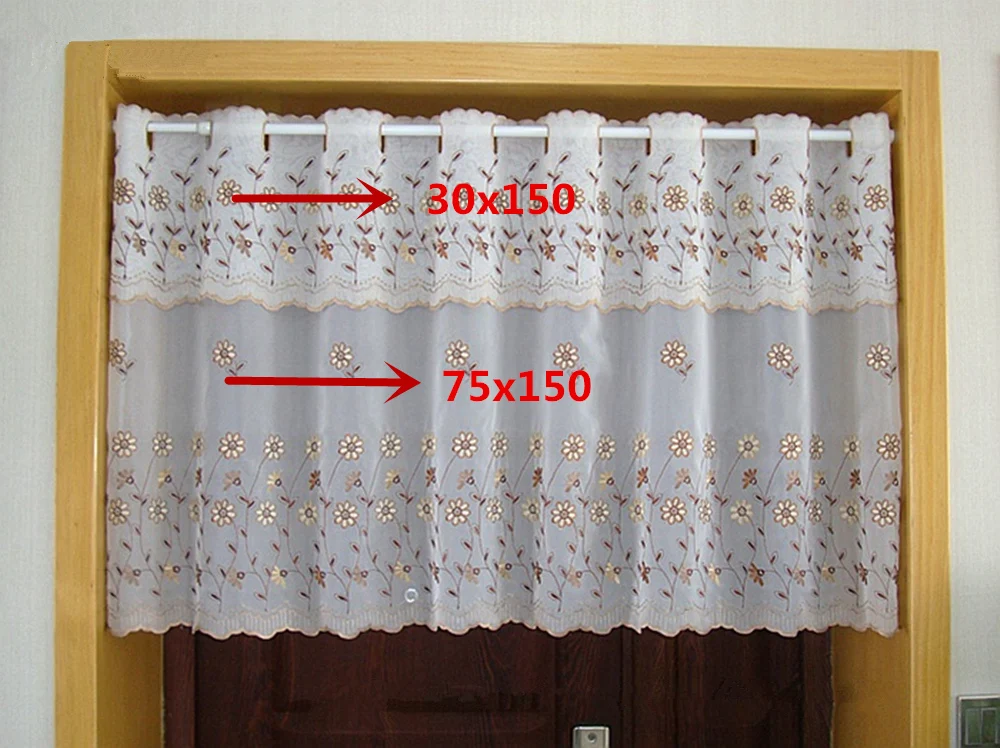 Роскошная занавеска на дверь с вышитыми цветами белая окно кофейная для дверей