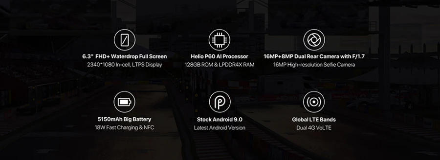 UMIDIGI F1 Android 9,0 6," капля FHD+ дисплей Helio P60 4 Гб ОЗУ 128 Гб ПЗУ 5150 мАч 18 Вт Быстрая зарядка смартфон NFC 16 мп телефон