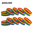 Браслеты из силиконовой резины с радужным флагом, спортивные браслеты на запястье для женщин и мужчин, 10 шт. SLP-0001