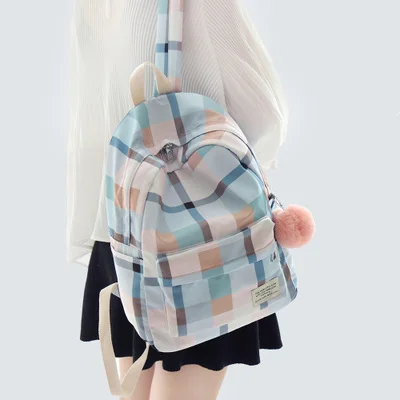 pink Милая женская сумка, брезентовый модный рюкзак, женские рюкзаки, дизайн для девочек, клетчатые дорожные школьные сумки, индивидуальный багаж 103 - Цвет: pink