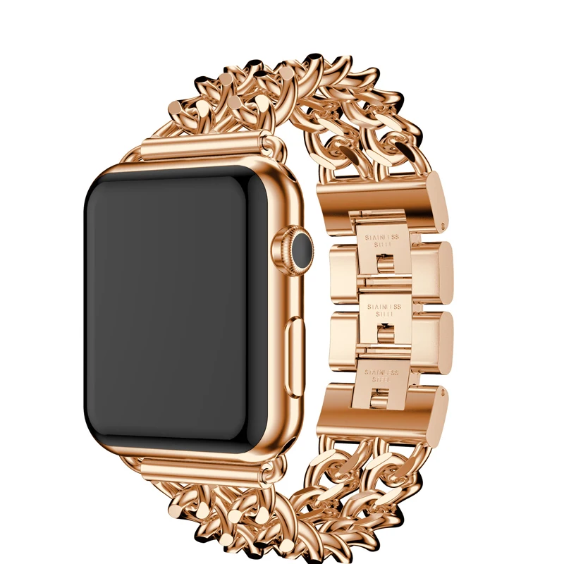 Ремешок-цепочка из нержавеющей стали для iphone мужчин и женщин Apple Watch ремешок 38 мм 42