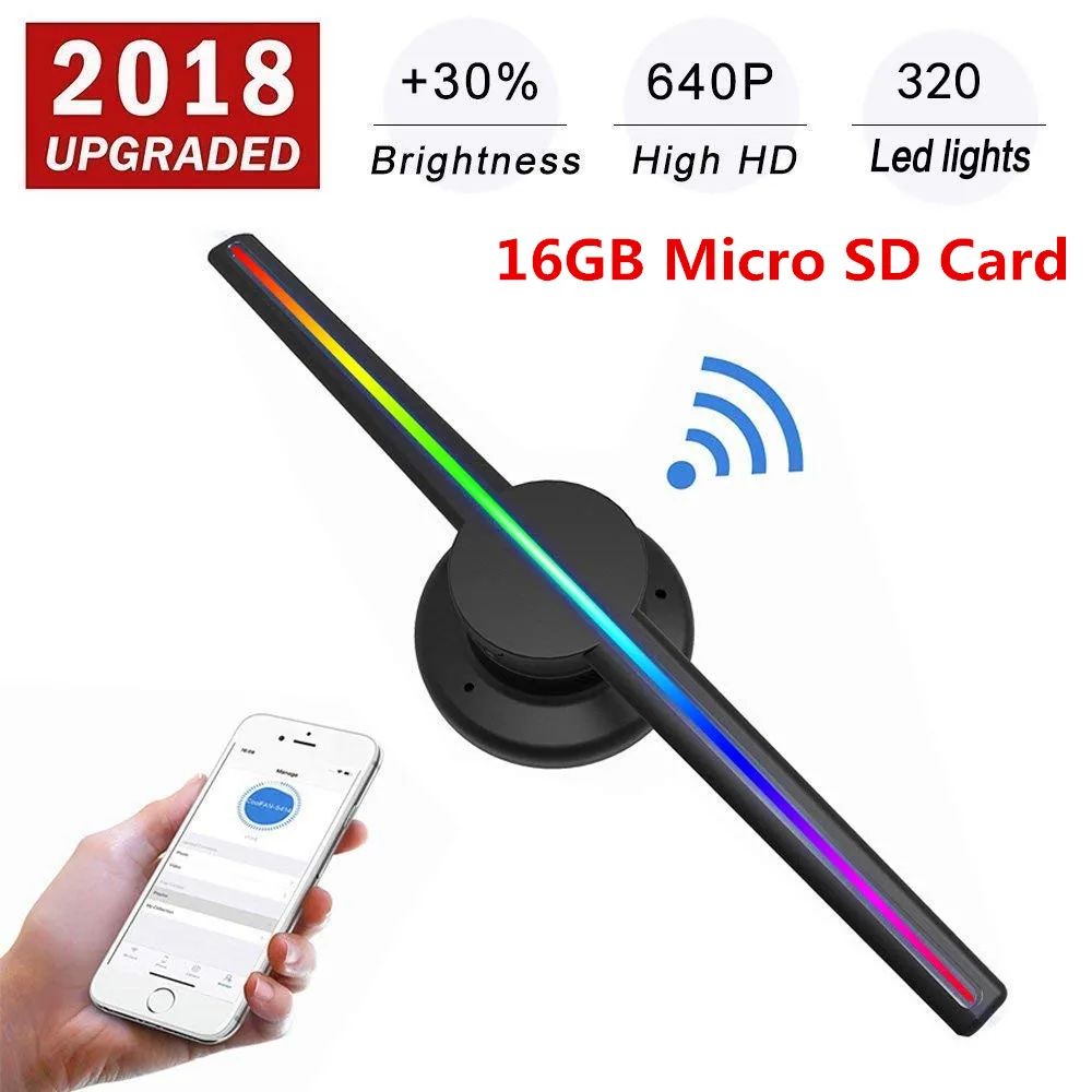 42cm EU Plug Обновленный 100 см Wifi 3D голографический проектор голограмма плеер светодиодный дисплей Вентилятор рекламный светильник управление приложением с батареей на открытом воздухе - Мощность в ваттах: 42cm EU Plug