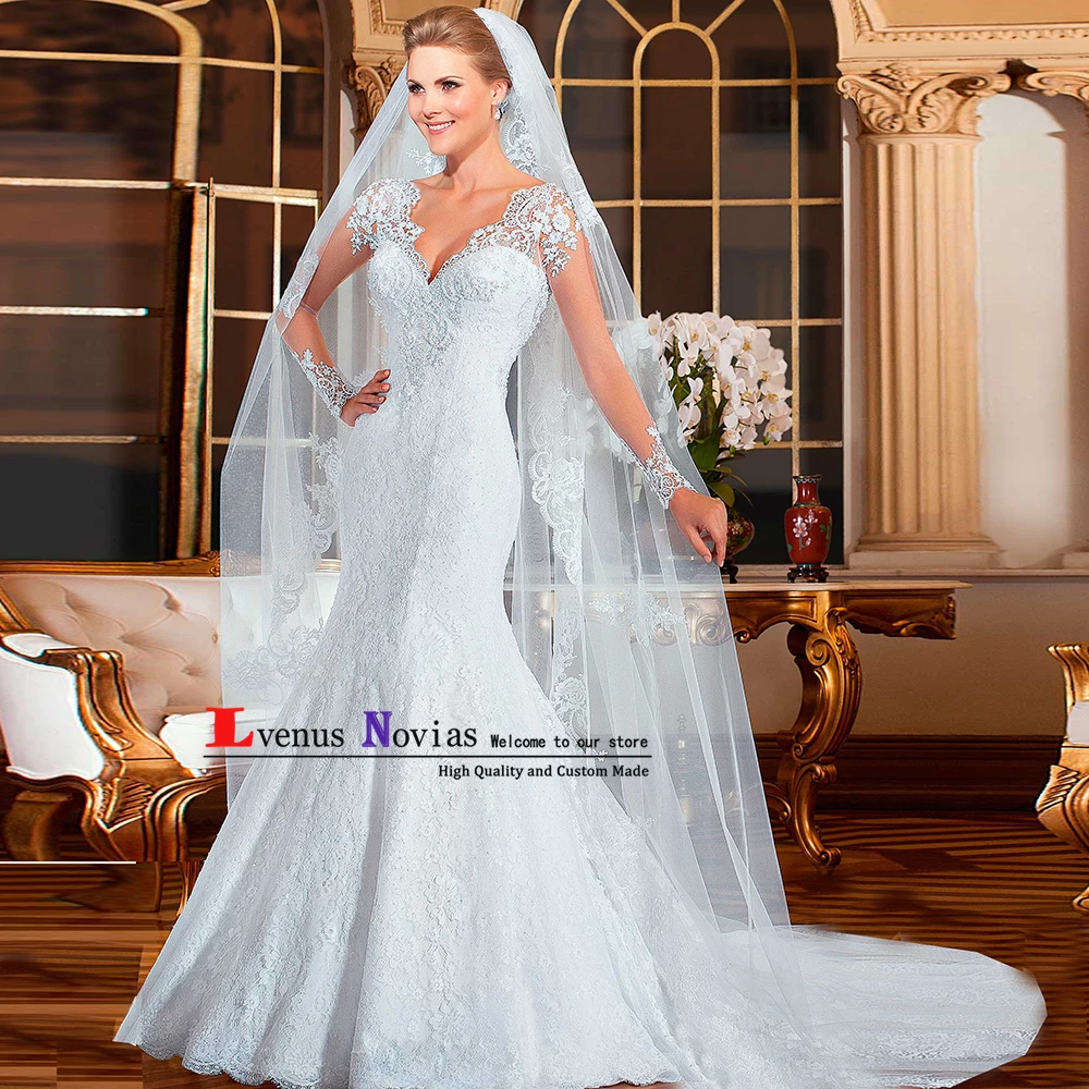 Vestido de noiva sereia Дешевое кружевное свадебное платье русалки 2018 сексуальное с v