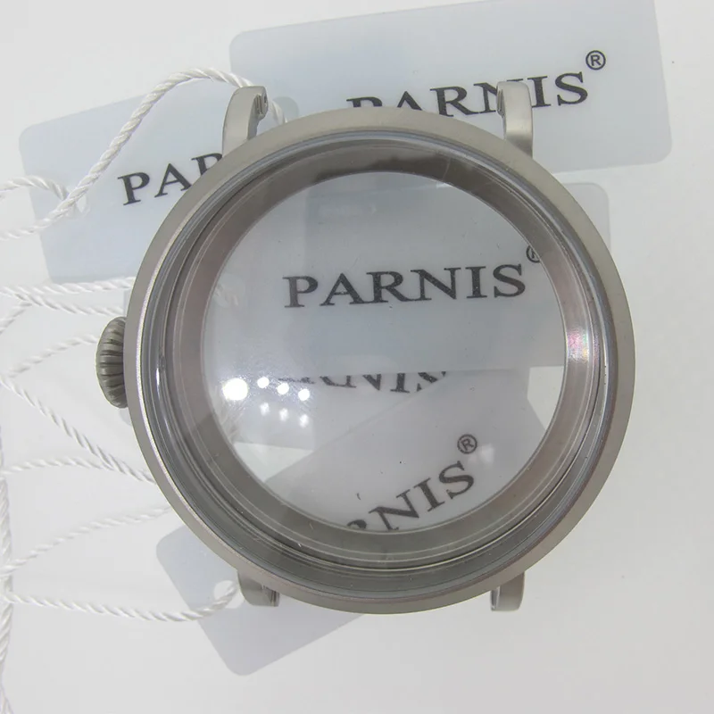 Матовый серебристо серый чехол 46 мм из нержавеющей стали для часов с механизмом