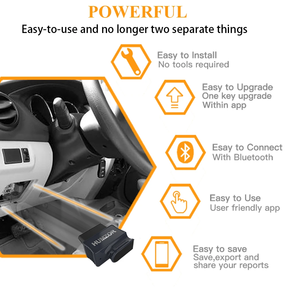 HUMZOR NexzScan OBD2 сканер автомобильный считыватель кодов Bluetooth 4,2 диагностический инструмент для iPhone, iPad и Android PK Bluedriver OBDLink