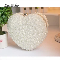 large love whiteivory pearl heart day clutch bag evening party bag woman clutch girl wedding bag bridal handbags
