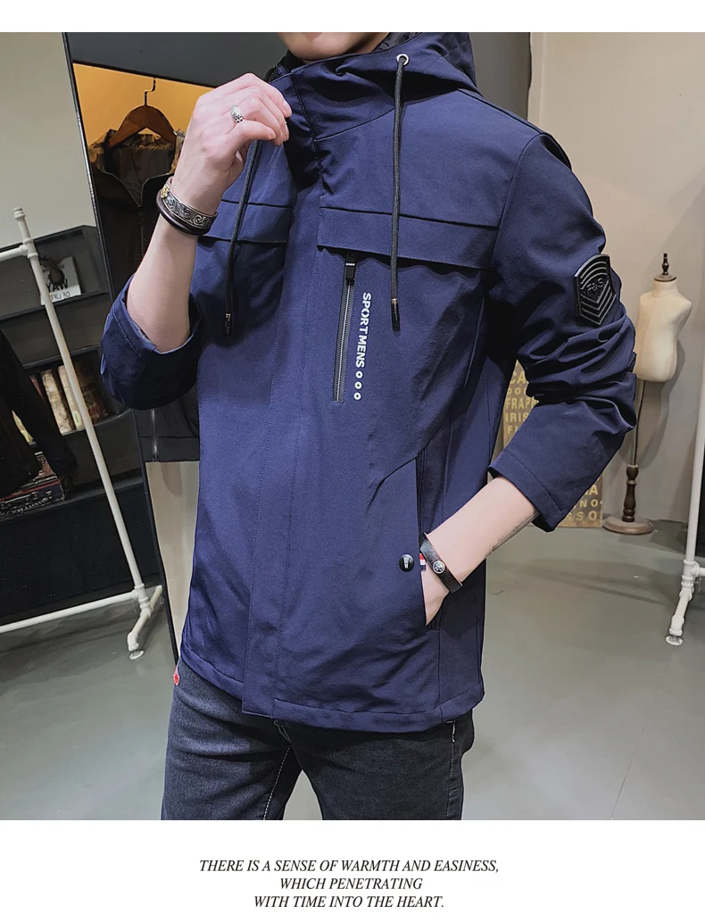 Casaco Masculino standard Militar, новинка, весенне-осенние мужские куртки, однотонное пальто, мужская куртка, брендовая мужская куртка-бомбер размера плюс, приталенная