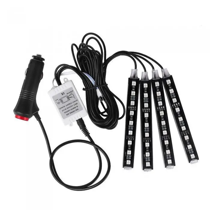 12 V автомобиль RGB светодиодный DRL 4 шт. полосы света авто декоративный гибкий светодиодный полосы атмосферу свет лампы Комплект XR657