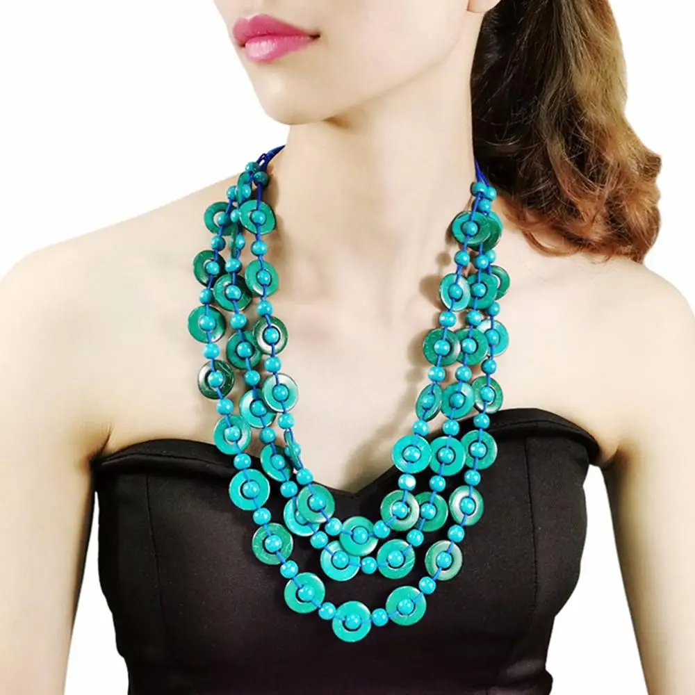 4942BLUE MANILAI, бохо, многоцветное, Вудс, ожерелье s для женщин, длинный деревянный бисер, подвеска, массивное ожерелье, бисерное этническое ювелирное изделие ручной работы - Окраска металла: 4942BLUE