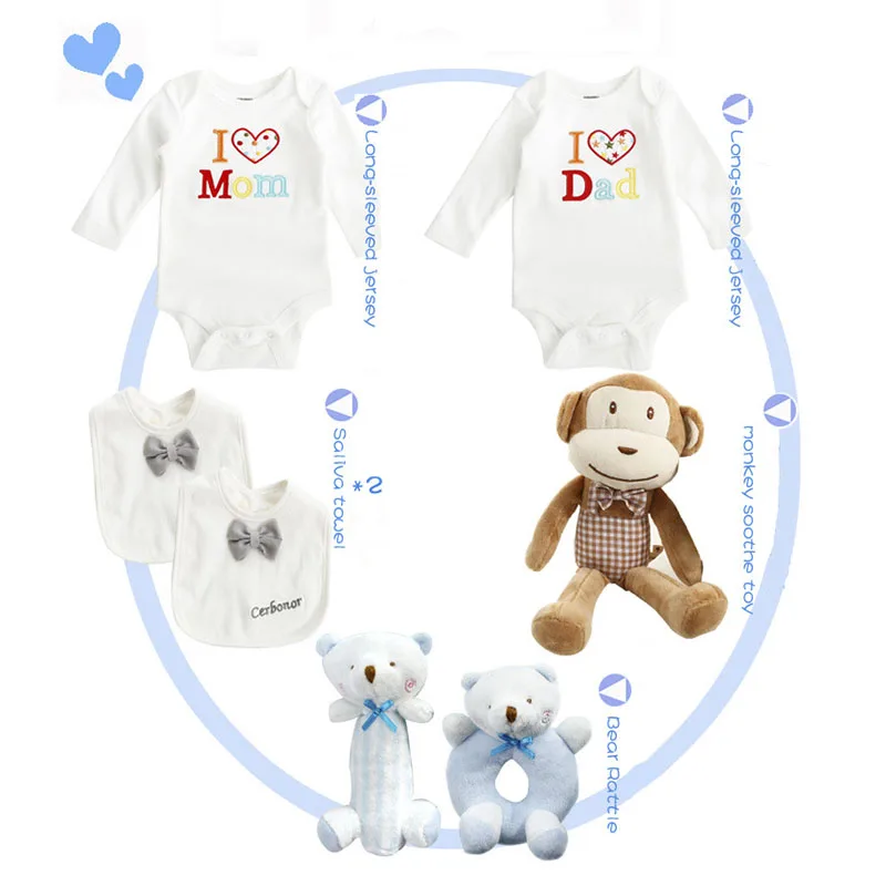 Детский семейный набор 7 элементов боди с длинным рукавом для мальчиков и девочек