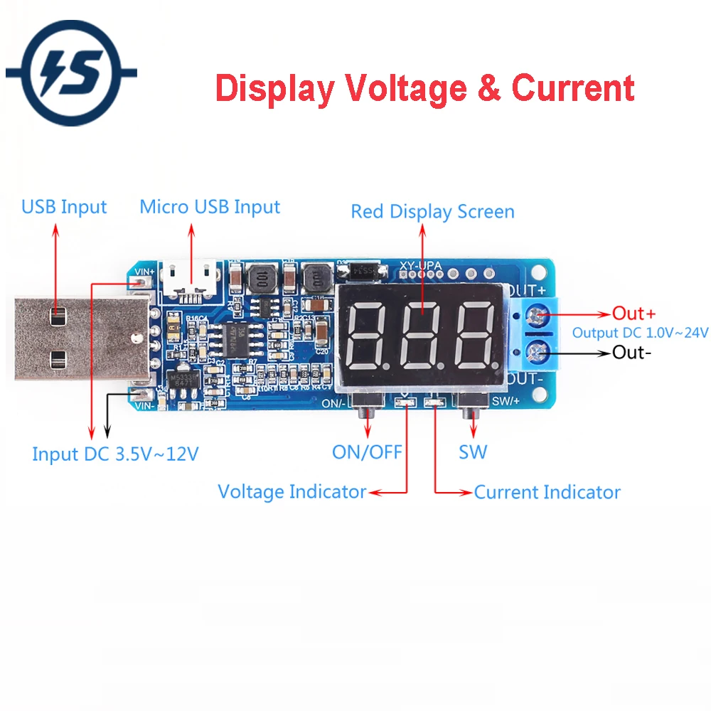 DC-DC 5 В до 3 в 12 USB повышающий/понижающий модуль питания Регулируемый повышающий