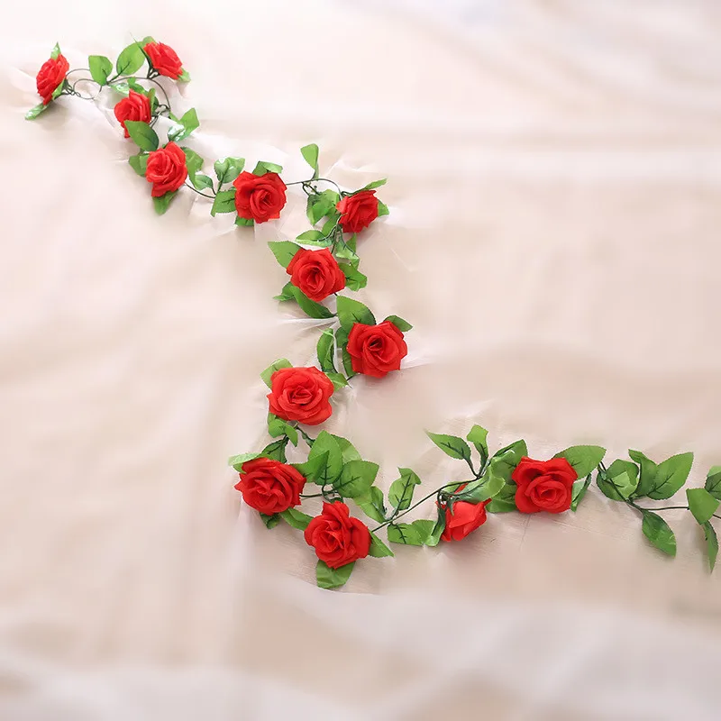 red 13 fllowers 2,5 м искусственная Цветочная Гирлянда плюща искусственная Виноградная лоза Листья лозы листья для дома вечерние украшения для домашнего интерьера Свадебный декор - Цвет: red