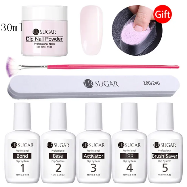 30ml Set 1 Ur Sugar 9 шт./компл. голографическая погружения порошки для ногтей Цвет для УФ гель лак для ногтей, Системы комплект сушке без лампы для лечения французский ногтей "сделай сам" - Цвет: 30ml Set 1
