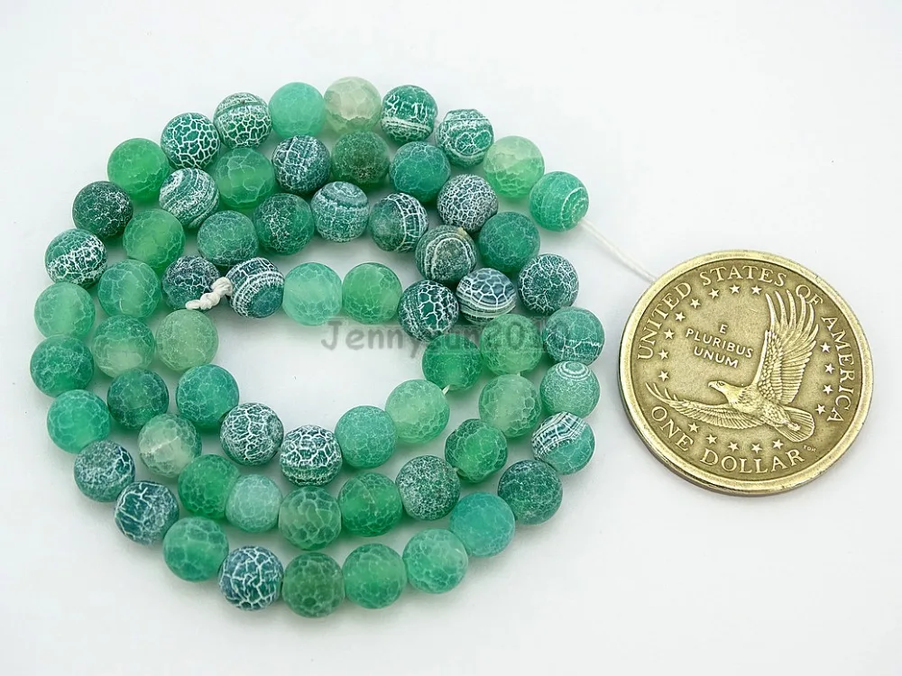 Зеленый Матовый Треск Огня Агатовые 4 мм Камней Круглый Шар Свободные Spacer Бисер 15