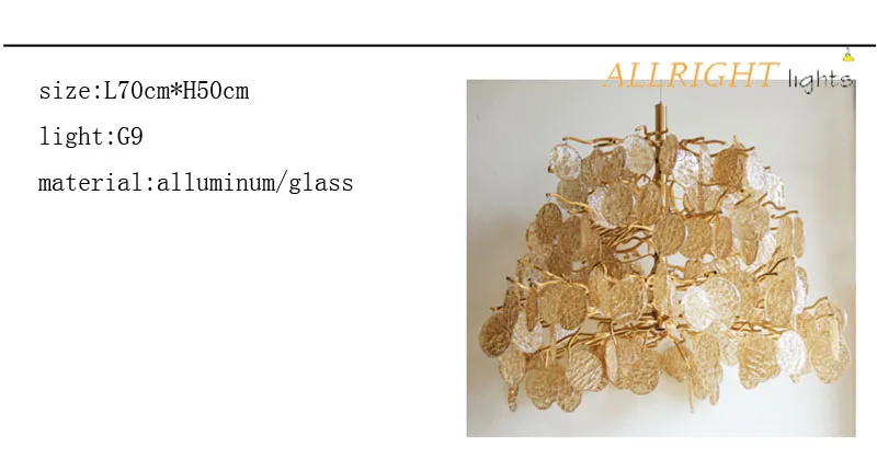 Светодиодный лист современный chanderlier D70CM стеклянный материал золотой цвет для