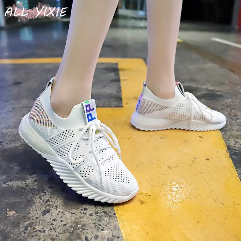 Женские кроссовки с сеткой ALL YIXIE белые на толстой платформе повседневная обувь