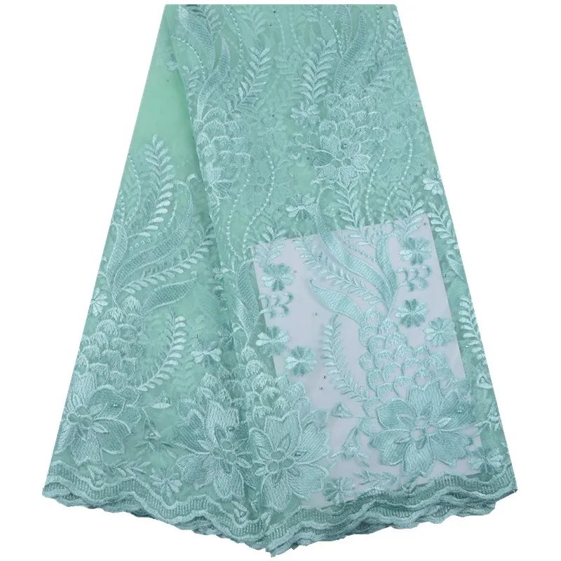 

New Arrival Nigerian Lace Fabric Top Sale French Mesh Lace Fabric Fashion African Lace Fabric With Bead For Dress Party SewA1553