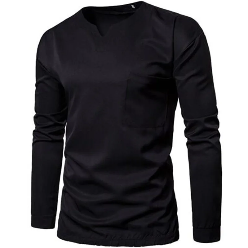 2018 Для мужчин High Street Wear с длинным рукавом без воротника Рубашки для мальчиков