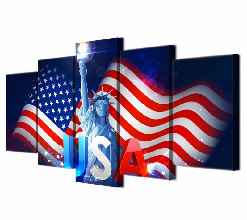 5 шт Canvasl Книги по искусству принт номер для США Национальный флаг картина Куадрос
