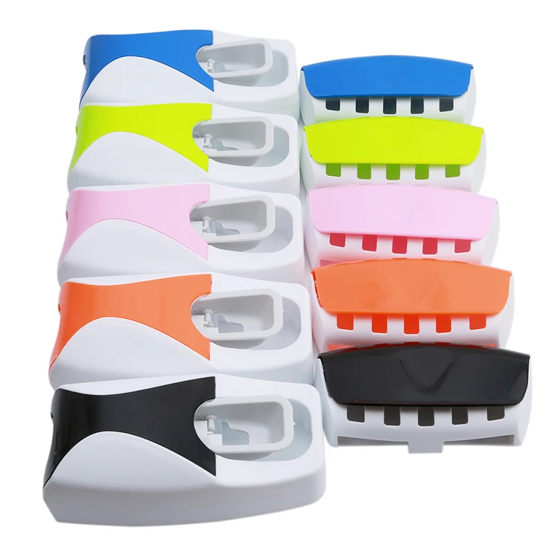 1Set Automatic Toothpaste Dispenser Toothbrush Holder Set Wall Mount Stand Family Bathroom Racks | Дом и сад