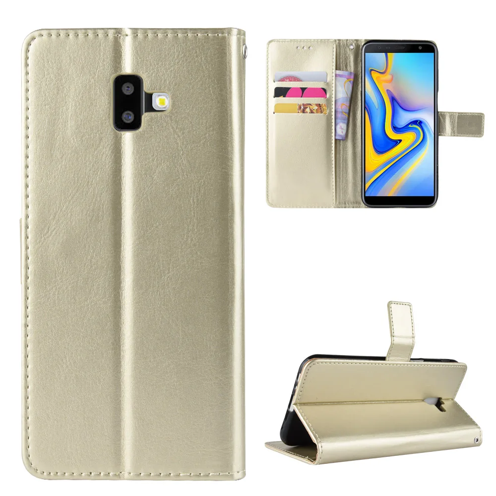 Чехол книжка для Samsung Galaxy J6 Plus + J610 SM J610FN/DS J610F/DS мягкий чехол кошелек кожаная