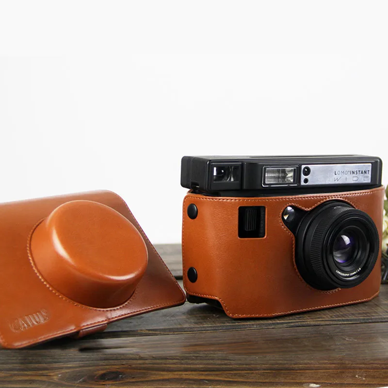 Сумка для камеры из искусственной кожи Lomo широкий коричневый чехол в стиле ретро