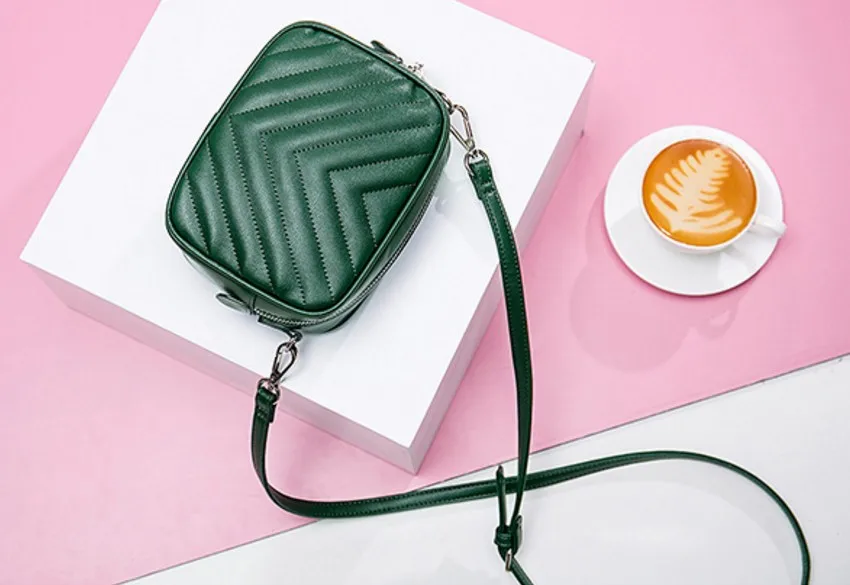 KUJING Women's Handbags Quality PU Women's Fashion Small Square Bag Luxury Striped Women Shoulder Messenger Bag Hot Women's Bag