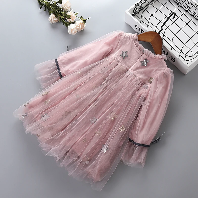 2-7 years High quality girl dress 2019 new autumn lace mesh chiffon flower kid children clothing girls party princess | Детская одежда