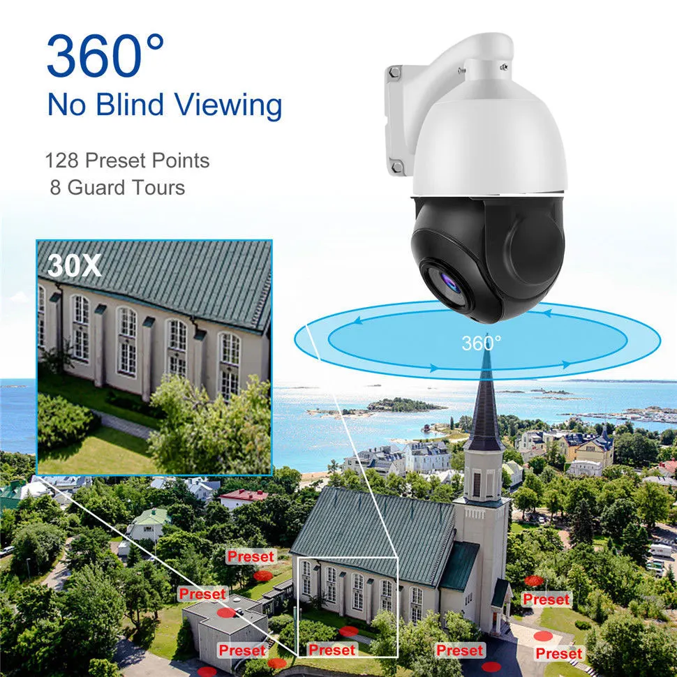 1080P 4MP 5MP PTZ IP камера Открытый Onvif 36X зум водонепроницаемый мини скорость купольная камера H.265 IR 150M P2P CCTV камера безопасности