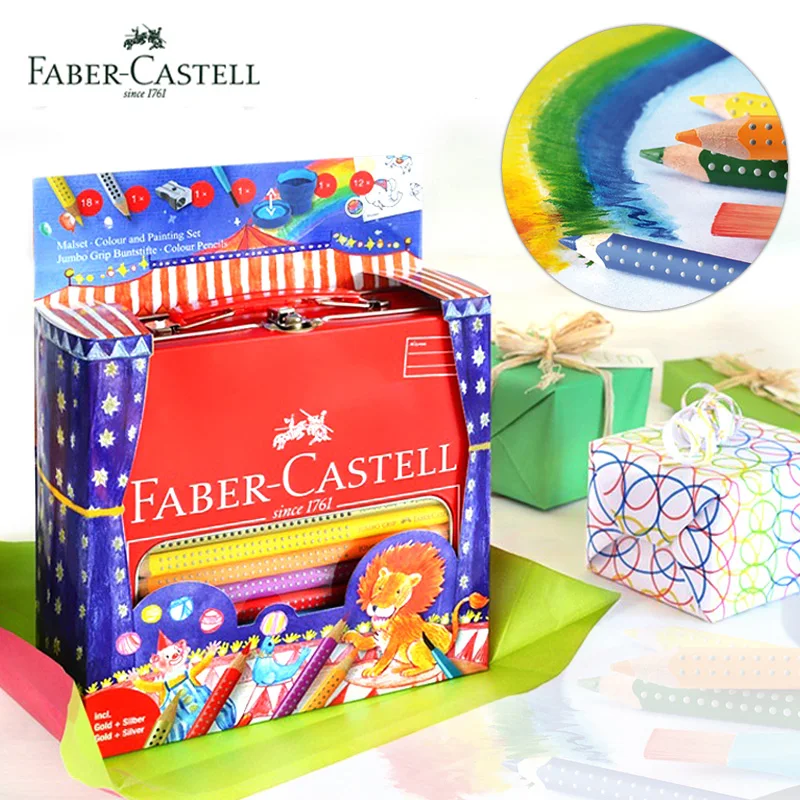 Faber Castell Jumbo Grip color + набор для рисования цирк и воздушный шар водный цвет эко