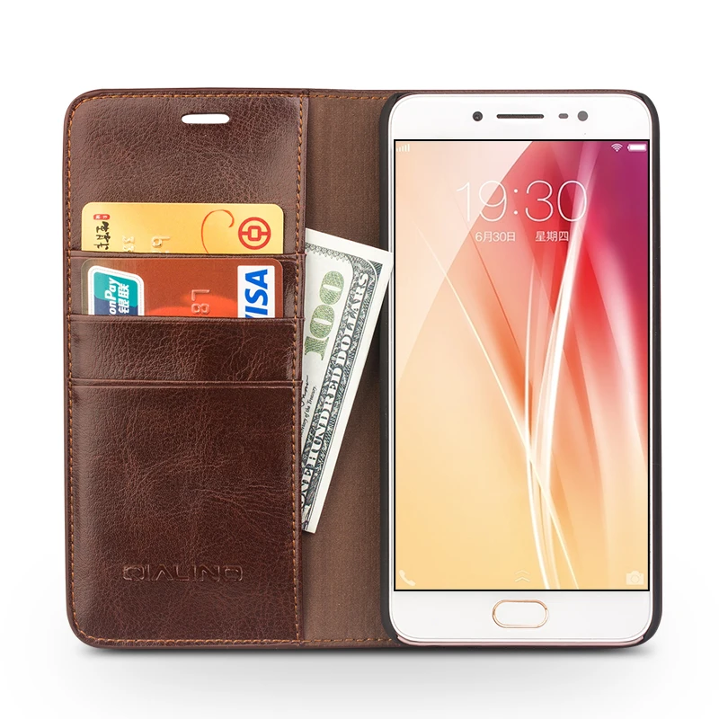 2016 QIALINO Тонкий чехол для vivo X7 Новый флип из натуральной кожи plus Модный Роскошный