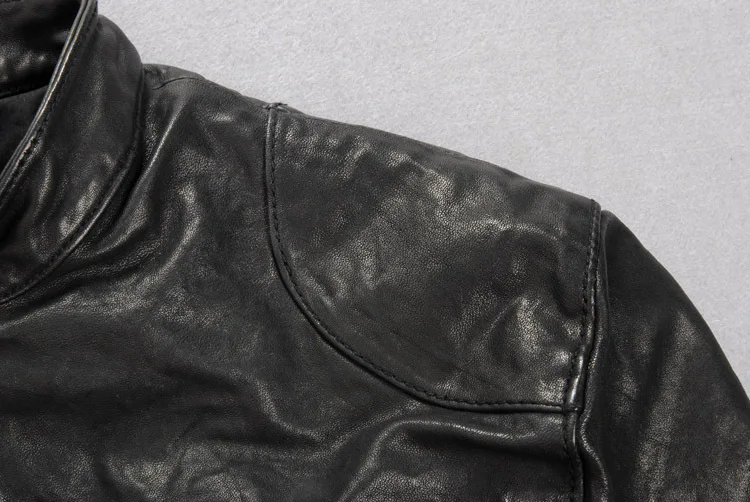 100% овчина 2014 модная мужская мотоциклетная куртка черная растительного дубления