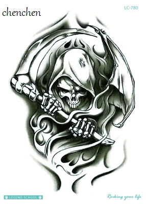 Temporary Tattoo Sticker skull crow bird death water transfer flash tatoo fake tattoos for girl women men arm | Красота и здоровье