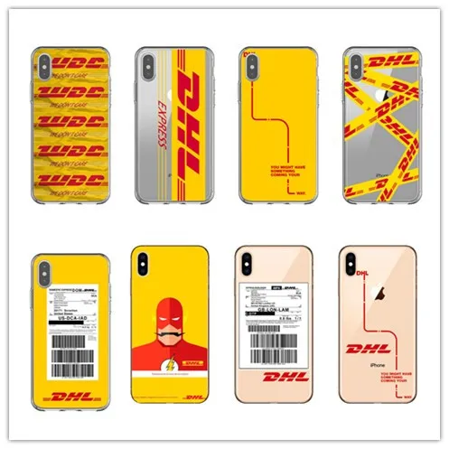 Мы сохраняем его свежий дизайн роскошный логотип DHL этикетка Мягкий ТПУ