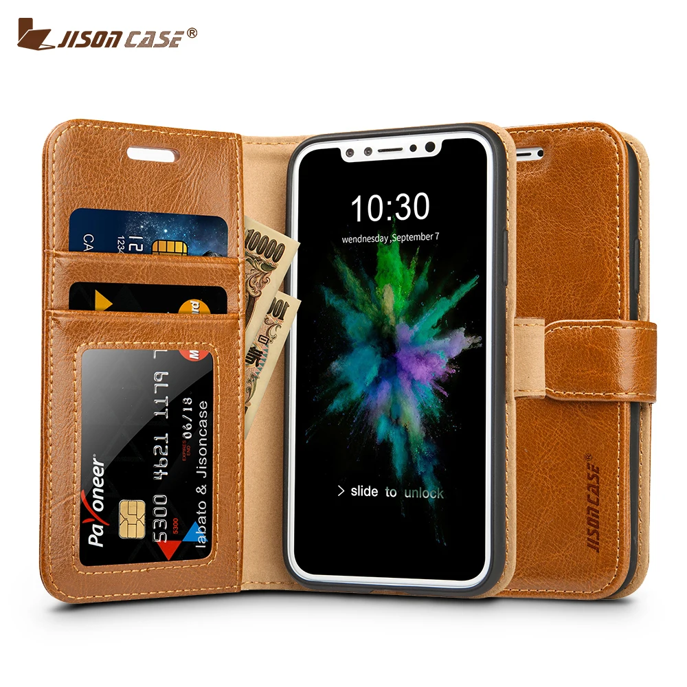 Jisoncase сумка для мобильного телефона из натуральной кожи чехол книжка iPhone X 5 8