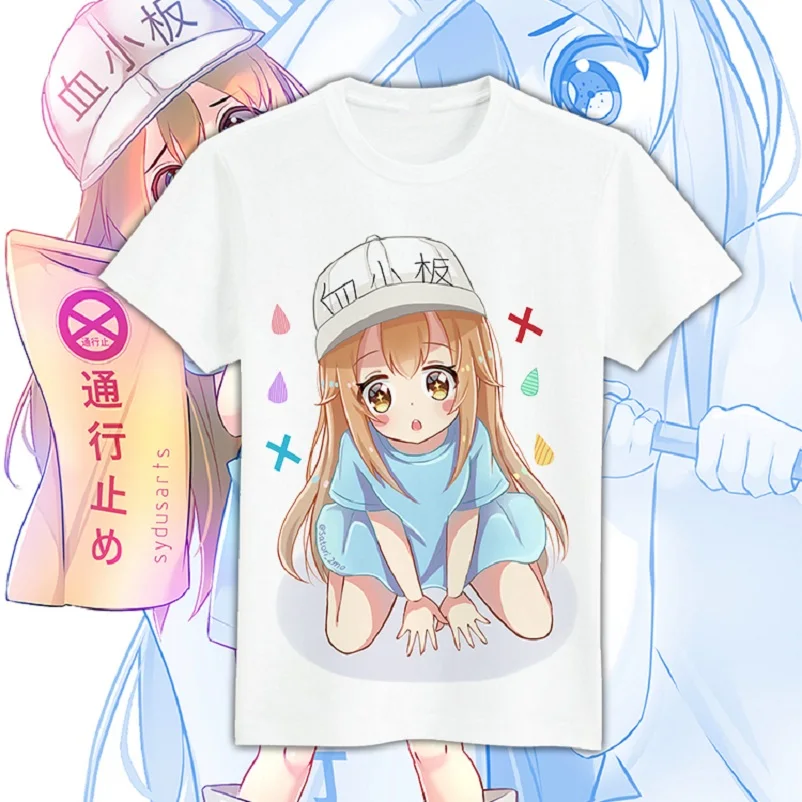 Футболка унисекс с аниме Hataraku Saibou повседневная хлопковая лейкоцитами и