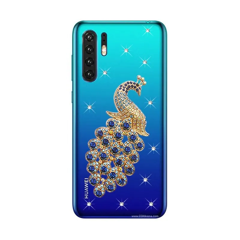 Чехол для Huawei P30 pro чехол телефона Honor 8S 8C Прозрачный бампер с павлином задняя