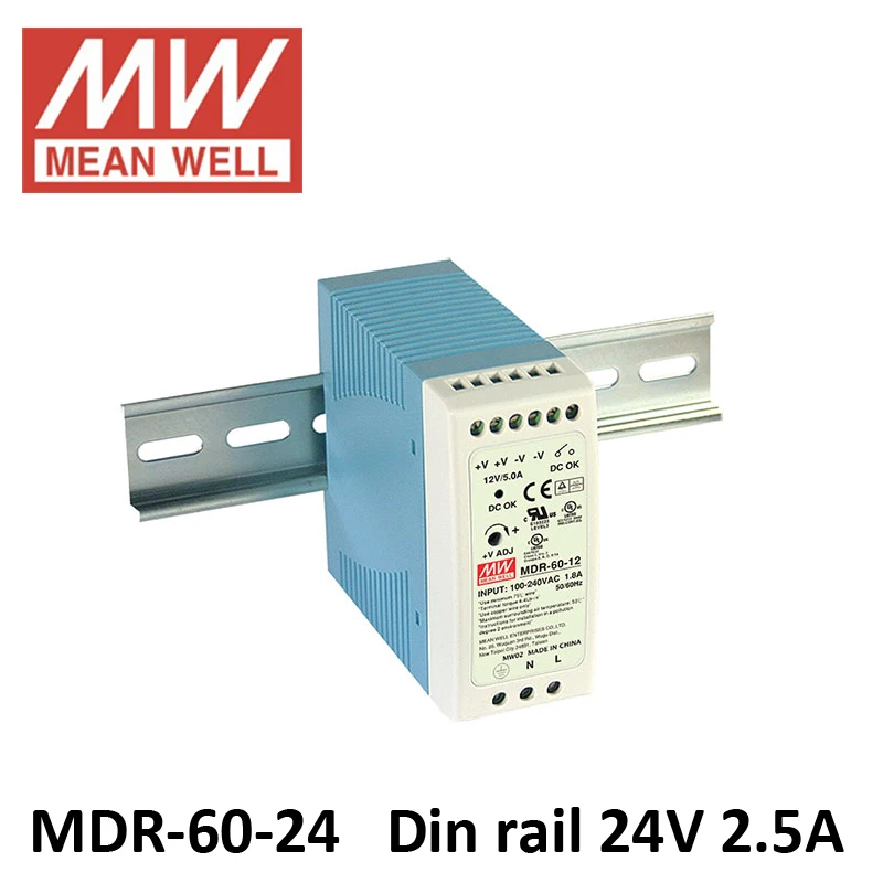Meanwell MDR 60w 5 в 12 В 24 48 din рейку переключатель питания Вход ac 85 ~ 264 dc 5a 2.5A DR|Импульсный