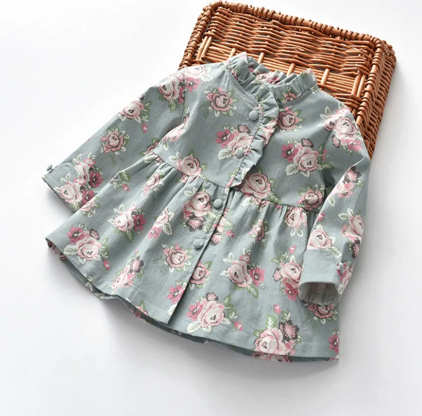 Куртка для маленьких девочек на осень и зиму пальто в клетку с цветами комплект