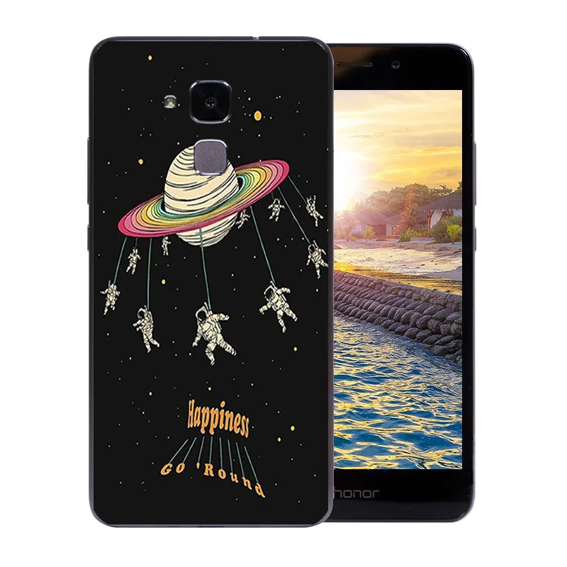 5.2 inch For Huawei Honor 5C Shell Clear Soft Silicone Slim for 7 Lite GT3 Back Cover Space Moon Pattern Phone Case |