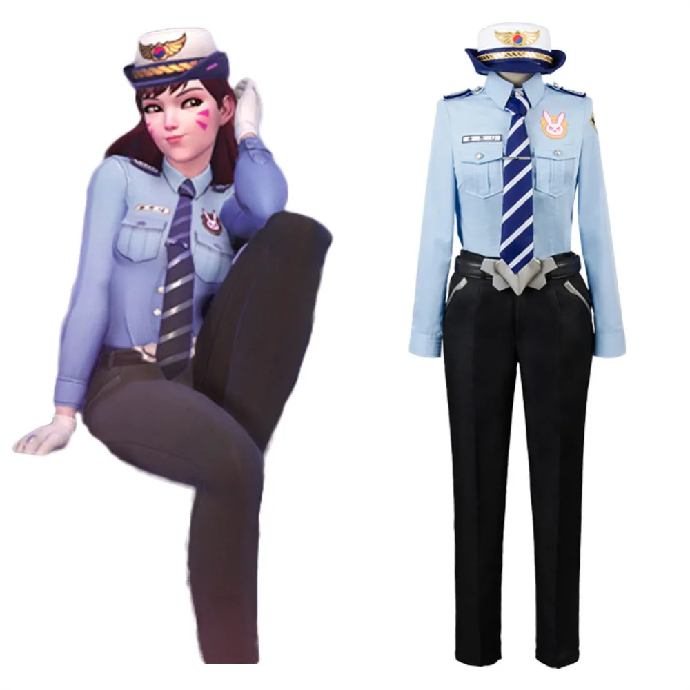OW Cosplay D.VA DVA Hana Song полицейский костюм военная шапка женская униформа для взрослых