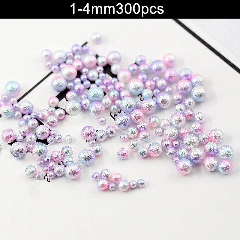 1-4mm 300pcs Смешать радужные Цвет Круглый бисер в виде жемчужин без отверстия бусины DIY ремесло решений для Для женщин MF999 - Цвет: 1-4mm 300pcs