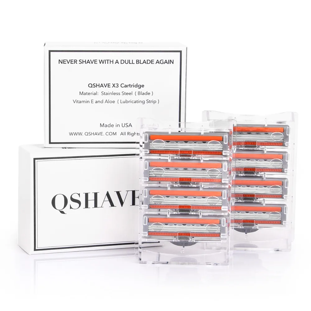 Картриджи для бритвы QShave Orange Series, 3 лезвия, 4 картриджа, 8 и 16 картриджей (art.: 79d578a8d) - 79d578a8d