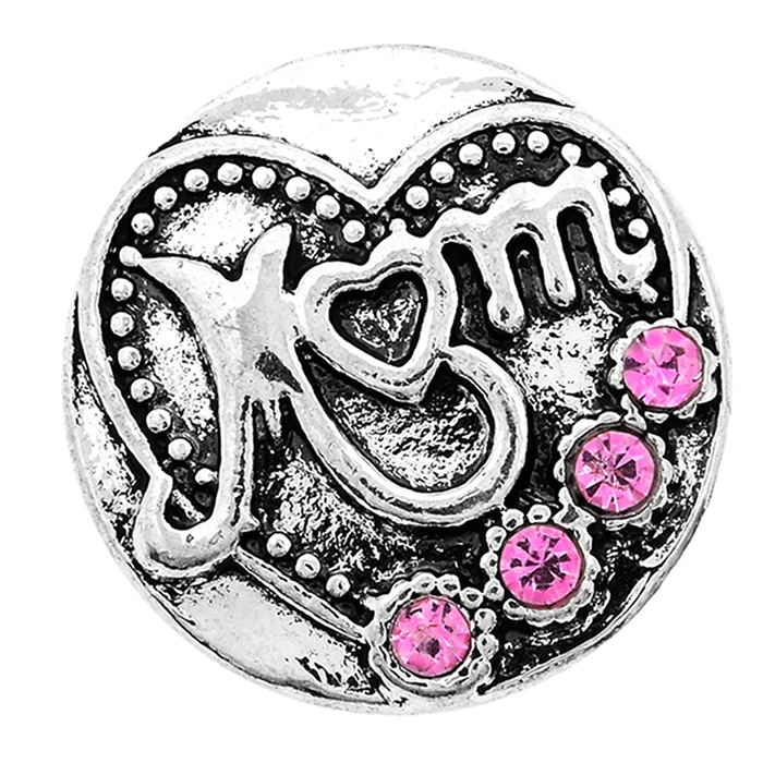 Metal snap button05 XH8023 кристалл 18 мм мама Нана благословенные сестры любовь папа металлическая кнопка оснастки подходят оснастки ювелирные изделия DIY - Окраска металла: Metal snap button05