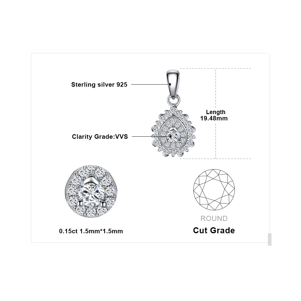 Jewelrypalace грушевидный кластера 0.3ct фианитом изысканные Подвеска для Для женщин 925