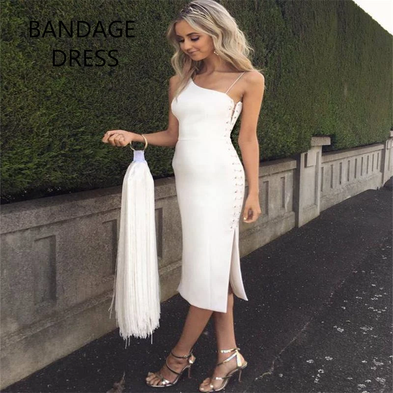 2017 сексуальные летние белые без бретелек Vestidos Для женщин одно плечо сторона
