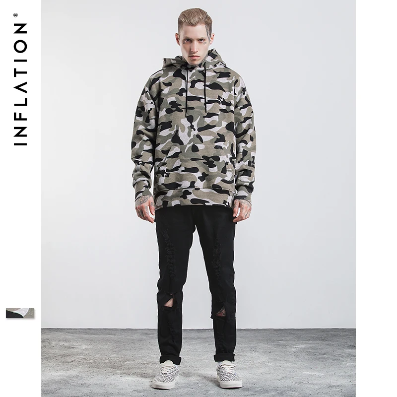 Инфляции Camo Hoodie Для мужчин модные толстовки с капюшоном оригинальный бренд