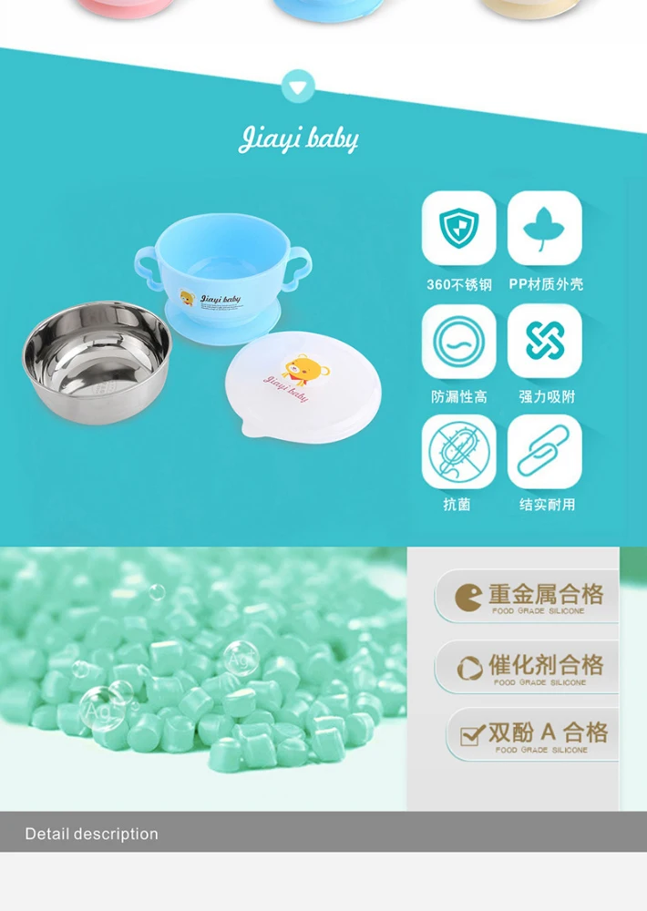 Jiayi Набор детских мисок Поильник всасывания пластины BPA Free 304 Нержавеющая сталь миска с крышкой наполнения водой Утепленная одежда столовая посуда для детей