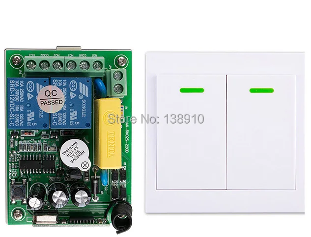 

New AC220V 2CH Wireless Remote Control Switch System Receiver +Wall Panel Remote Transmitter Sticky Remote Smart Home Switch